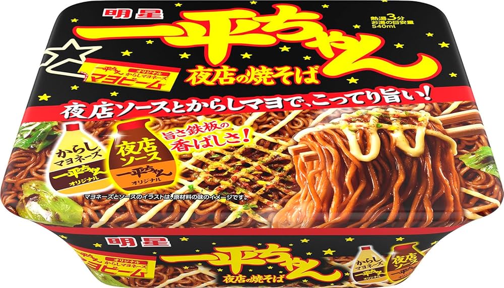 明星　一平ちゃん　夜店の焼きそば　カップ焼きそば　食品まとめ売り　保存食 Amazon.co.jp: 明星 一平ちゃん夜店の焼そば[12個入、カップ麺